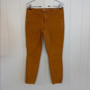 JustFab mustard crop utility pants NWOT